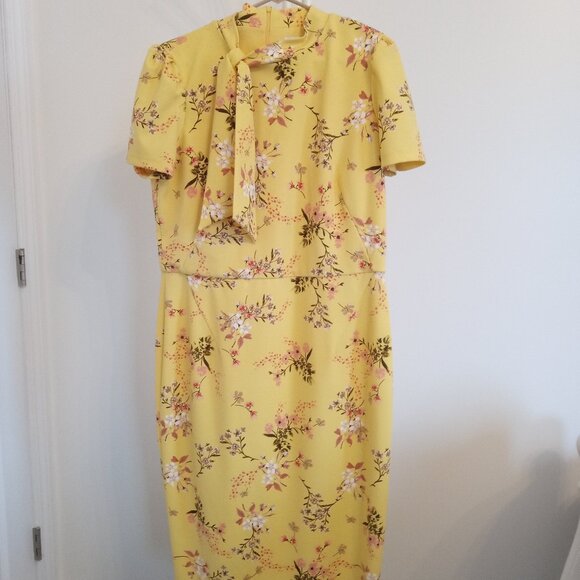 Liz Claiborne Yellow Floral Pencil Dress - Picture 1 of 10